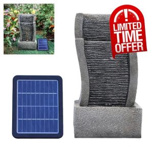 BTGGG Solar Water Feature Outdoor Solar Powered Garden Water Features Solar Water Fountain with Lights Solar Waterfall Decoration for the Garden Outdoor - Curved Solar Waterfall Fountai