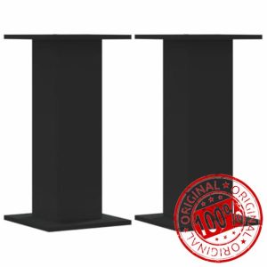 idaXL Speaker Stands HiFi Floor Stand 2 pcs Black Engineered Wood - 60cm Height