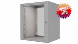 Stalflex Server Rack Data Cabinet STANDARD 19 Inch 12U 450mm - Heavy Duty Steel - Network Equipment Rack & Cabinet - Server Cabinet compatible with Rack Shelf and Rack Rails - Glass Doo