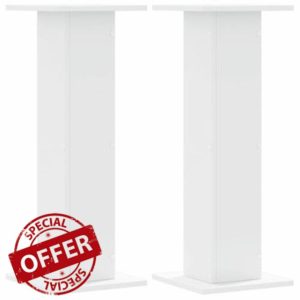 idaXL Speaker Stands HiFi Floor Stands - White Engineered Wood - 30 x 30 cm Top Plate - 80 cm Height - Max Load 60 kg - 2 Piece Se