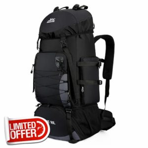 Fesky 90L Capacity Water-Resistant Backpack-Large Adjustable Rucksack for Travel Bag Waterproof Camping Hiking Trekking Backpack for Men Women-85cm x 38cm x 26cm