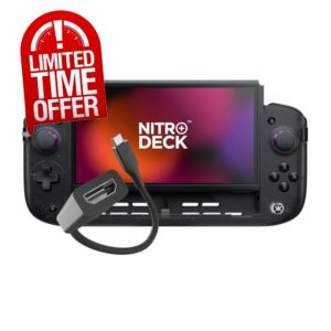 CRKD Nitro Deck+ with HDMI Adapter - Handheld Pro Controller for Nintendo Switch & OLED Model - TV Dockable - Programmable Sidekicks & Back Buttons - TruCollection System (Clear Black)