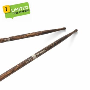ProMark FireGrain Hickory Rebound 5AB Drumsticks - Enhanced Durability for Intense Drumming - Acorn Wood Tip - Balanced Design - 1 Pai