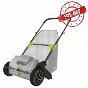 Garden Force Leaf Chief - Grass & Leaf Sweeping Collector - 100L Removable Collection Bag & Wall Hanging Bracket - Wide 21 Inch Capacity - Adjustable Rotating Brush - Includes Bonus Wall Bracke