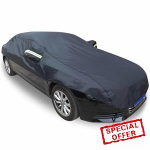 Half Car Cover for Audi Q2 2017-2024 | Outdoor car tarpaulin Rain Dust UV Top windshield cover Oxford cloth with reflective strips(Schwarz)