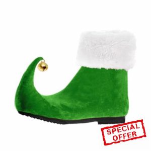 Perfeclan Christmas Elf Shoes for Men Women Adults Novelty Velvet Xmas Costume Shoes