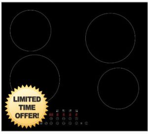 Abode Electric Hob 59cm Ceramic Cooktop with 4 Cooking Zones