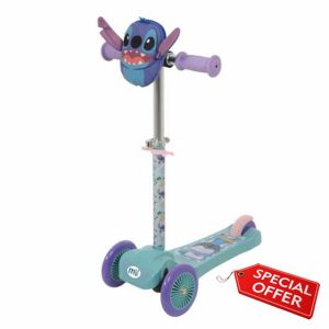 Stitch Mini Go! Tilt 3 Wheel Scooter with Squishle - Adjustable Boys and Girls Scooter - Official Kids Scooter for Ages 3+ - Toddler Scooter - 3 Wheeled Scoote
