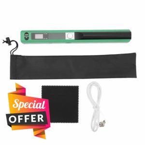Handheld Image Scanner 900 DPI Portable Photo Document Scanner with 3 Resolution Modes for Windows XP/OS X 10.4 and A4 Size (Green)