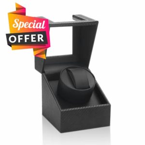 TOPWAY Single Automatic Watch Winder: Automatic Watch Rocker Box Bidirection Rotation for Women and Men Mechanical Watch - AC Adapter or Battery Powered