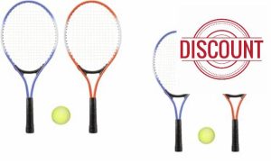 Pack Of X2 Junior 2 Player Kids Tennis Metal Racquet and Ball Set Lightweight Aluminium – Garden Outdoor Children Sports Fun Game Picnic Sport Beach Court Park Tournament With Carry Storage Bag (2 PAC