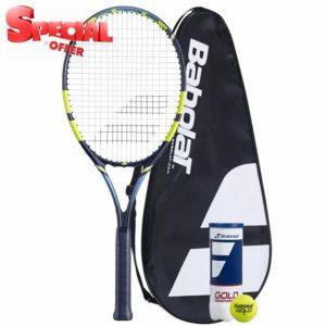 *Babalot Voltage Adult Tennis Racket including Full Protective Cover & 3 Tennis Balls