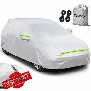Favoto Hatchback Car Cover Waterproof - Custom Fit for Toyota Yaris (2018-2024) All Weather for Automobiles Outdoor with Reflective Stripe Snow Sun Dust UV Protection Full Exterior Cove