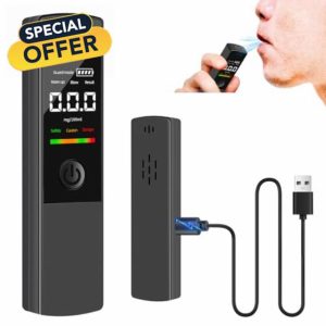 Alcohol Breathalyzer Tester UK Breathalysers - Portable Breathalyser no need Mouthpieces - Digital LCD Screen Alcohol Test Kit High Accuracy for Personal Multi-person or Professional Use (Black)
