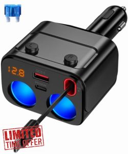 180W Retractable Car Charger Cigarette Lighter Splitter