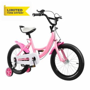 ACROSSPART 16 Inch Children's Bicycle with Removable Stabilisers Kids Cycle for 5-8 Years Old Girls & Boys Kids Bike with Chain Cover and Mudguards (Pink)