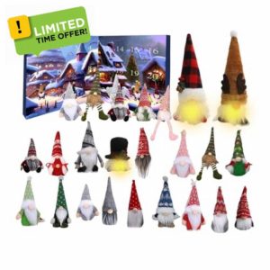 Christmas Gnome Advent Calendar 2024 | 3 Glowing + 21 Gnomes Decoration Christmas Countdown Calendar | 24 Pieces Christmas Gonks Elves Collectible Figurine Ornament Plush Doll Toy Present for Kids