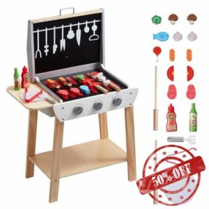 VEVOR Wooden Play Barbecue Toy Grill