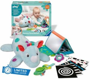 Ravensburger Play+ 3 in 1 Rhino Tummy Time Activity Station - Baby Toys 0-6 Months - Sensory New Born Gif