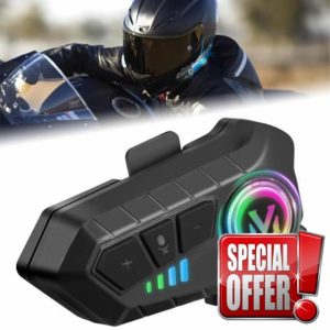 FEYA Motorcycle Helmet Speakers【Super Long Battery Life】 Motorbike Headset Single Use Headset with Soft/Hard Mic
