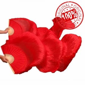 WJPUUS 1 Pair(Left+Right) Belly Dance Fan Artificial Silk Bamboo Fans
