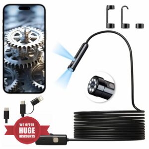 Endoscope Inspection Camera,Dual Lens 1920p Endoscope Flexible Rigid Snake Camera With 8+1 Led Lights,Type C 7.9mm Ip67 Waterproof Borescope For iPhone