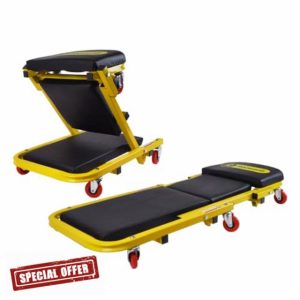 RocwooD Folding Creeper Seat 136kg (300lbs) High-Density Sponge Filling 360 Degrees Low Height Garage Warehouse Car Automotive 3″ Swivel Castors Lightweight 8KG Versatile