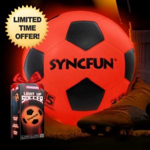 SYNCFUN Glow in The Dark Football Light Up LED Football Reflective Football Size 5 for Night Games Bright Soccer ball Gift for Kids Outdoor Sports