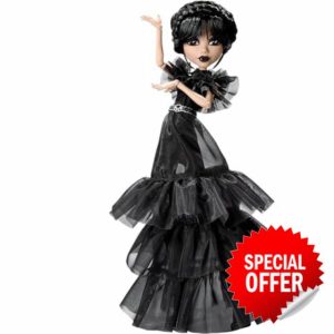 HTU Monster High Wednesday Doll and Accessories Rave’N Wednesday Collectible in Black Gothic Gown inspired by Dance Scene