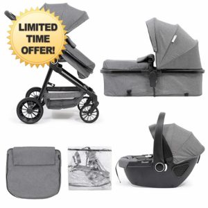 For Your Little One LITE 3 in 1 I-Size Travel System Slate Grey Pushchair