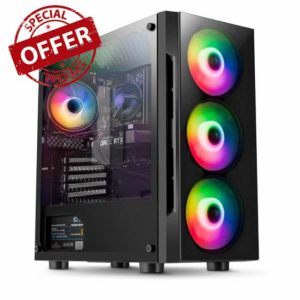 Gaming PC with Intel Core i5 3.90 GHz | 16GB DDR3 | 1TB + 256GB SSD | NVIDIA GT 1030 Graphics | RGB | WiFi 600 and Bluetooth 5 | Windows 11 Pro | Multimedia Compute