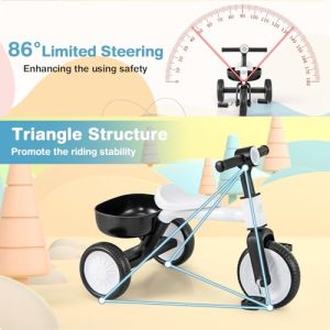 Baby Balance Bike with Removable Pedals and Storage Basket