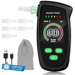 Rechargeable Alcohol Breathalyser Tester with Tester Smart Chip