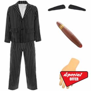 LOVETRENDS Mens Halloween Costume - Pinstripe Suit Jacket and Matching Trousers