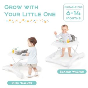 2 in 1 Foldable Toddler Push Along Walker with Wheels