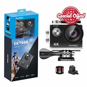 AKASO EK7000 4K30FPS Action Camera - 20MP Ultra HD Underwater Camera 170 Degree Wide Angle 98FT Waterproof Camera with Accessory Kit - Black