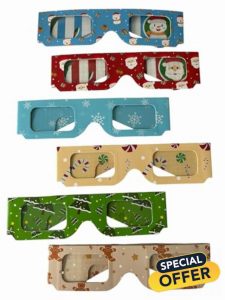 LEVANDA Christmas 3D Glasses- 6 Pack with different designs. Snowflake