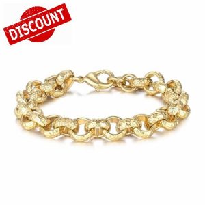 12mm Gold Plated Dimond Cut Pattern Belcher Bracelet Mens Bracelets for 8 Inch Wrist