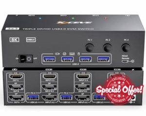 KVM Switch 3 Monitors 3 Computers 8K@60Hz