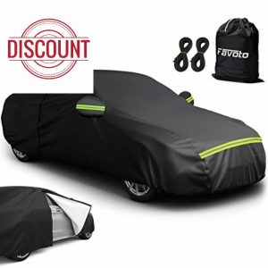 Favoto Sedan Car Cover Waterproof - Custom Fit for Toyota Corolla All Weather for Automobiles Outdoor with Reflective Stripe Snow Sun Dust UV Protection Full Exterior Cove