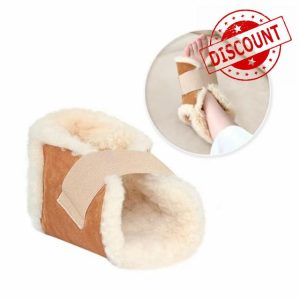 Mybow Sheepskin Heel Protectors for Pressure Sores Lambs Wool Foot Pillow Sheepskin for Bed Sores Medical Heel Booties Ulcer Cushion Bedridden Lambs Wool Padding for Foot Surgery Heel Pain Relief (1)