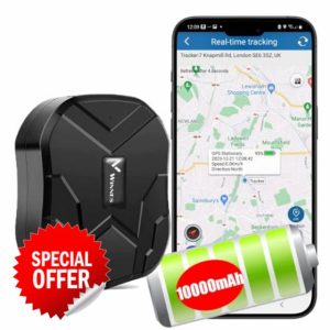 Winnes Car Tracker GPS Wireless TK905B Real-time Location Positioning Unlimited Tracking Cover Instant Vehicle Moving Alarm Magnetic Install iOS Android APP 10000mA Battery Chargeable