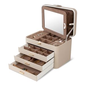 4-Layer Jewellery Box for Women with Lock and Mirror