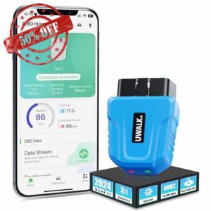 UWALK OBD2 Bluetooth Scanner Diagnostic Code: 5.4 OBD Code Reader Car Diagnostic Scanner Tool with Live Data - Car Trouble Code Reader OBDII Diagnostic Tester for iOS Android Windows