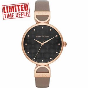 Armani Exchange Women Analog Quartz Watch with Leather Strap AX5329