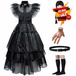 Women Halloween Dress Wedesday Dress Party Dresses Family Costume Black Dress Black Gothic Dress Womens Dress Black Costumes Carnival Costumes ladies