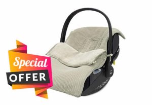 Jollein Footmuff Basic Knit Olive Green - For Baby Car Seat Group 0+ and Stroller - For 3-Point and 5-Point Belt - Knitted pattern and fleece lining - Olive gree