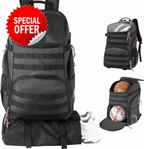 Large Basketball Bag Backpack for Men Women Kids Basketball Bookbag with Ball Compartment Shoes Bag 35L Capacity Boys Girls Soccer Ball Bag Gym Backpack Fit Volleyball Football Sports Travel School