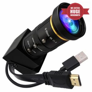 ELP 4K HDMI USB Camera Manual Zoom Webcam Dual Output Telephoto Camera for Computer TV Projector 5-50mm 10X Zoom Camera Mini Lightburn Camera Industrial USB Security Camera for Laptop Pi Jetson Nano