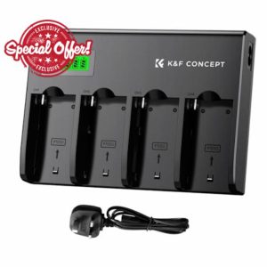 K&F Concept 4-Channel Battery Fast Charger with LCD Display for Sony NP-F550 F570 F750 F770 F930 F950 F960 F970 Camera Camcorder Battery